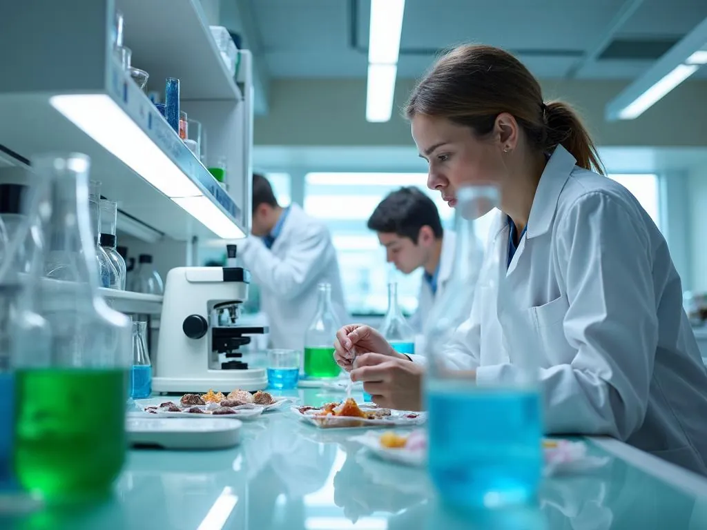 Water samples being tested in a laboratory